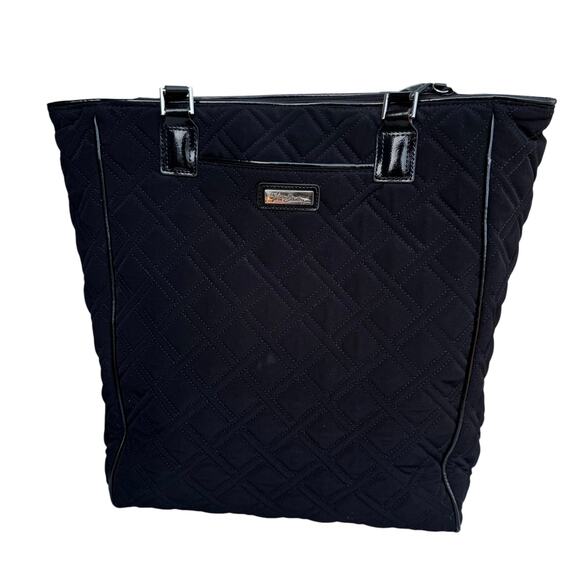Vera Bradley Large Black Quilted Commuter Tote Bag Travel Work Purse - Picture 1 of 15